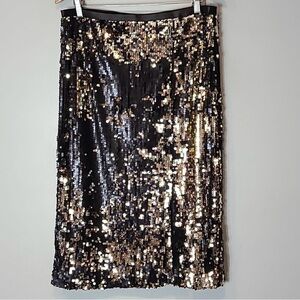 Nine West Black and Gold Sequin Pencil Skirt